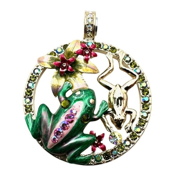 Kirks Folly Womens Crystal Magnetic Enhancer Pendant Frog - Picture 1 of 3